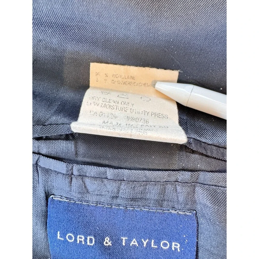 Ralph Lauren 40S‎ Short Blazer Navy Blue Pinstripe 3 Button Wool Jacket